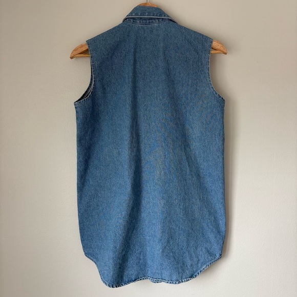 Vintage Blue Denim Vest with Embroidery by Three Rivers Size Small with - Picture 2 of 5